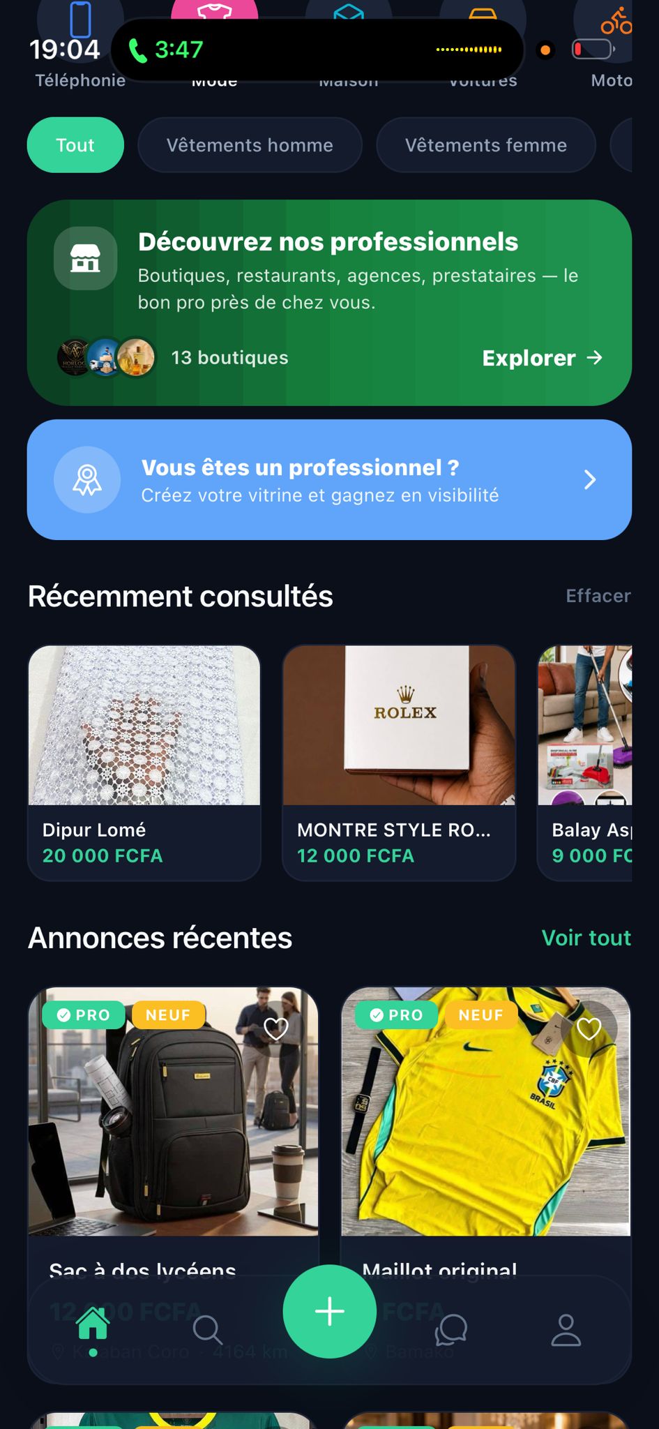 Accueil — pros et annonces récentes